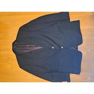 Hart Schaffner Marx Blazer Mens 50R Black Wool Gold Buttons